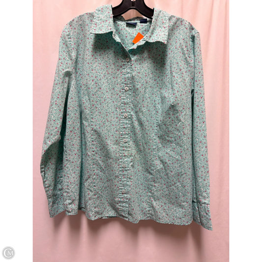 Top Long Sleeve By Basic Editions In Teal, Size: Xl