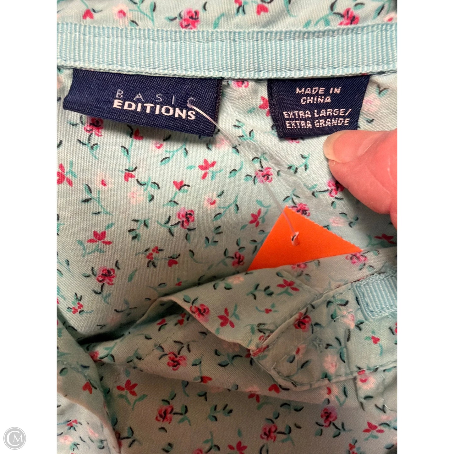 Top Long Sleeve By Basic Editions In Teal, Size: Xl