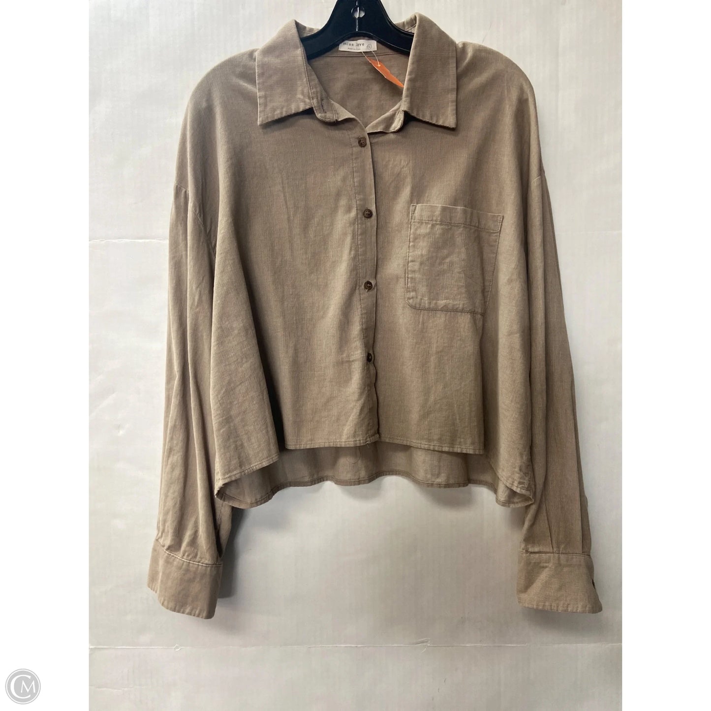 Top Long Sleeve By Miss Love In Tan, Size: L