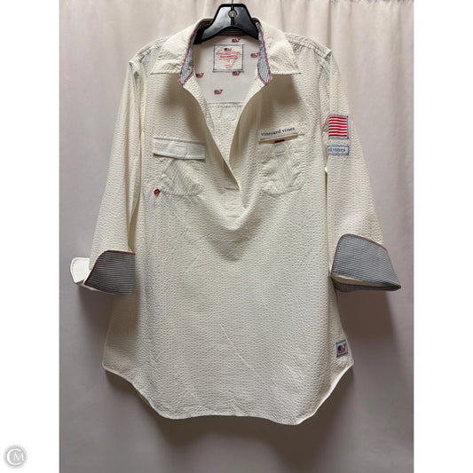 Top Long Sleeve By Vineyard Vines In White, Size: L
