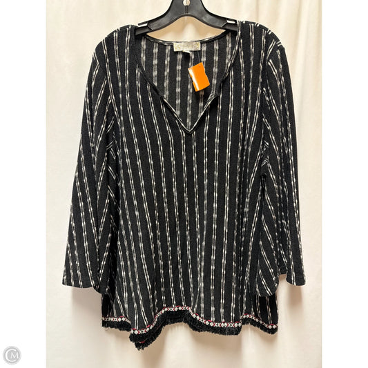 Top Long Sleeve By Suzanne Betro In Black, Size: 2x