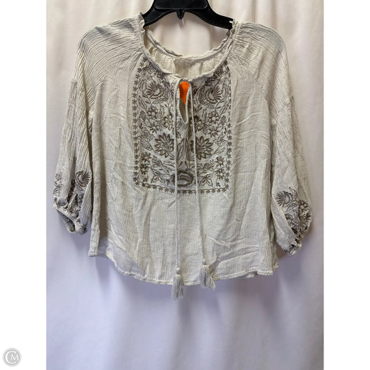 Top Long Sleeve By Love Stitch In Tan, Size: S
