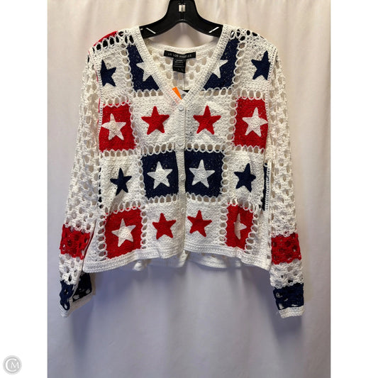 Sweater By Liv Los Angeles In Blue Red & White, Size: L