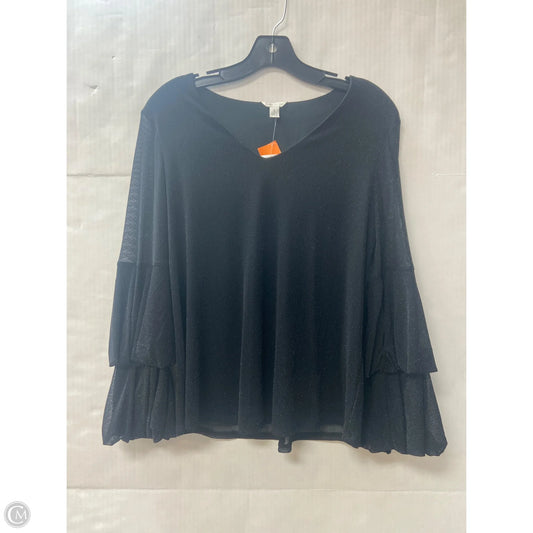 Top Long Sleeve By Cato In Black, Size: S