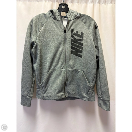 Athletic Sweatshirt Hoodie By Nike In Grey, Size: L