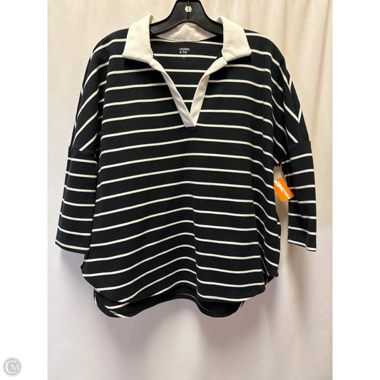 Top Long Sleeve By Crown And Ivy In Black & White, Size: S