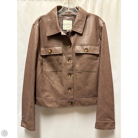 Jacket Moto By Bagatelle In Taupe, Size: L