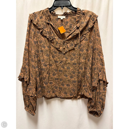 Top Long Sleeve By A Loves A In Brown, Size: M