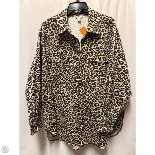 Jacket Shirt By Cato In Animal Print, Size: L