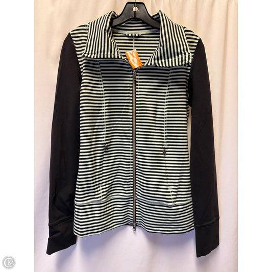 Athletic Top Long Sleeve Collar By Lululemon In Black & Green, Size: M