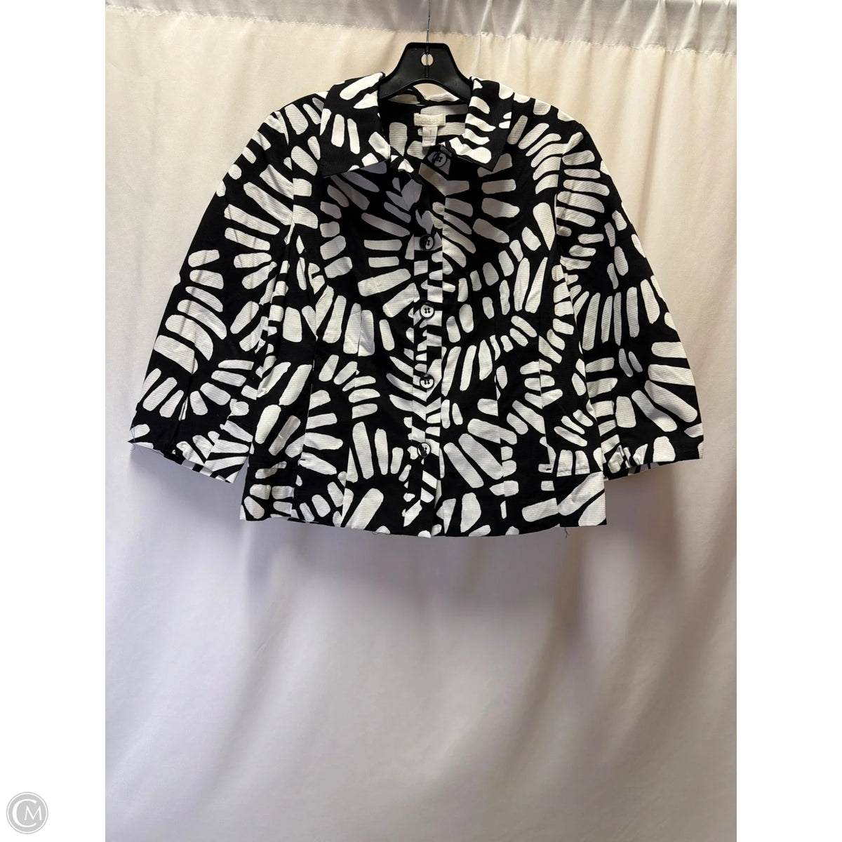 Blazer By Chicos In Black & White, Size: M