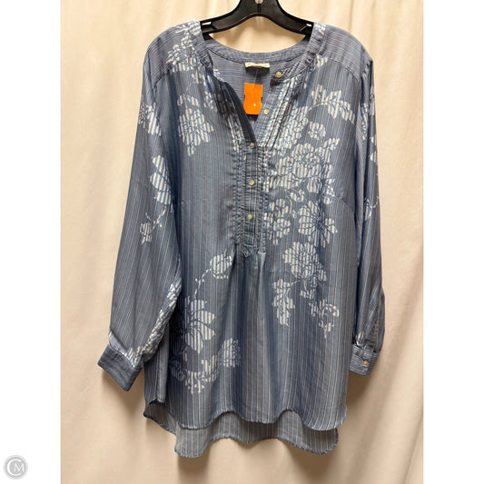 Top Long Sleeve By Jane And Delancey In Blue, Size: 1x