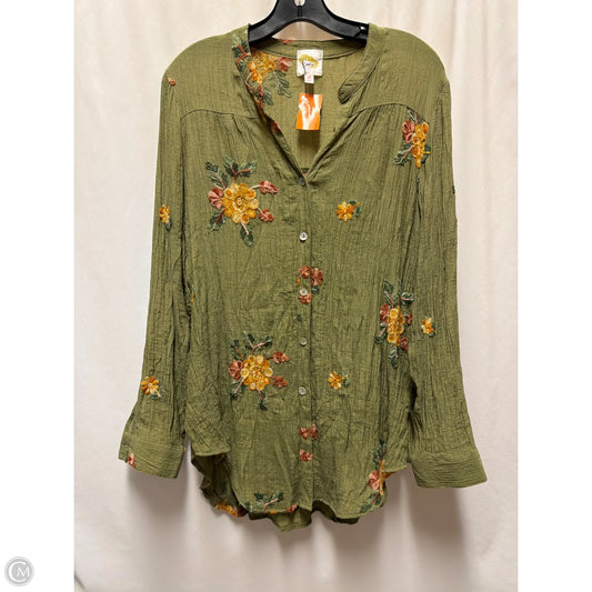 Top Long Sleeve By Figuero & Flower In Green, Size: Xl