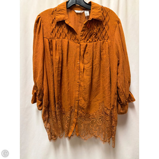 Top Long Sleeve By Kaktus In Copper, Size: M