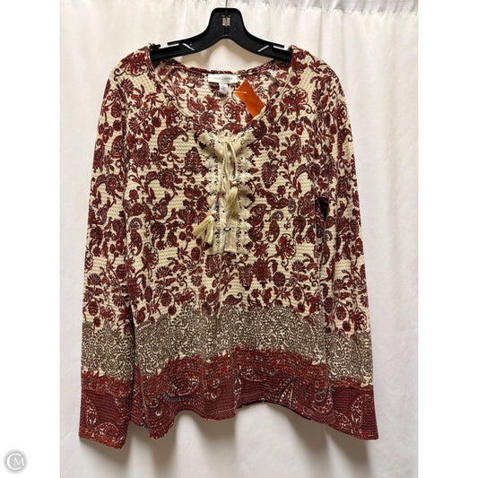 Top Long Sleeve By Vintage America In Maroon, Size: Xl