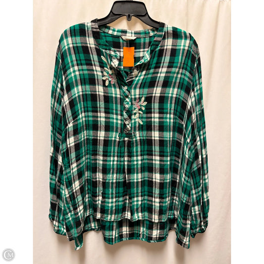 Top Long Sleeve By Cato In Green, Size: 3x