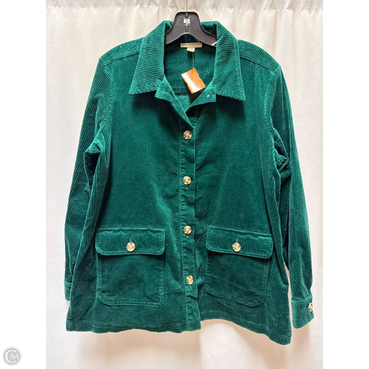 Jacket Shirt By Appleseeds In Green, Size: M