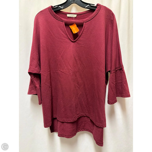 Top 3/4 Sleeve By Promesa In Maroon, Size: S