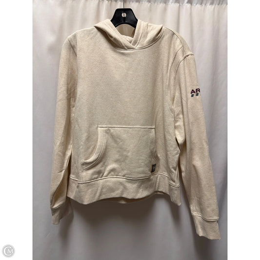 Sweatshirt Hoodie By Ariat In Tan, Size: L