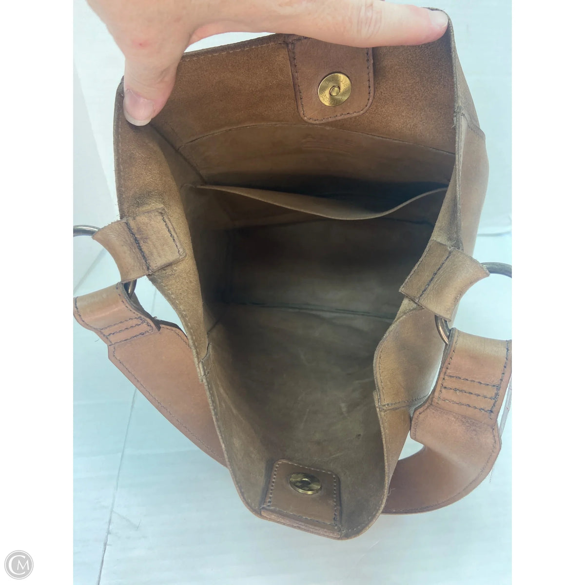 Handbag Leather By Able, Size: Large