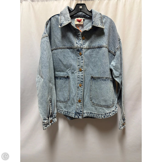 Jacket Shirt By Clothes Mentor In Blue Denim, Size: L