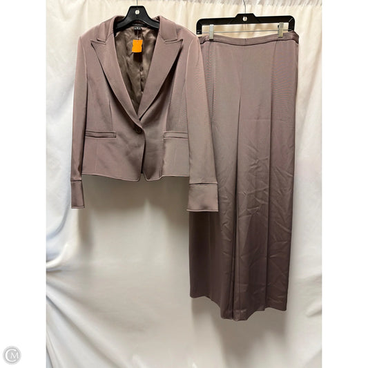 Pants Suit 2pc By Ellen Tracy In Taupe, Size: L