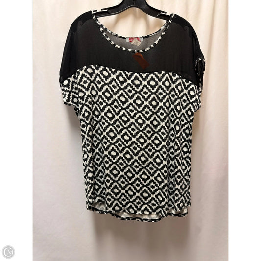 Top Short Sleeve By Carol Rose In Black & White, Size: L