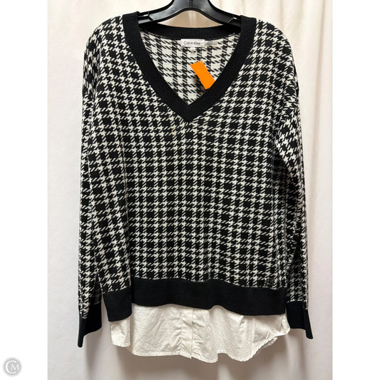 Sweater By Calvin Klein In Black & White, Size: M