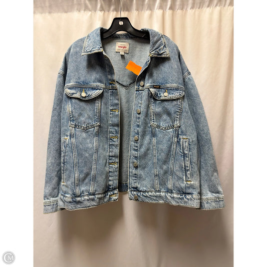 Jacket Denim By Wrangler In Blue Denim, Size: L