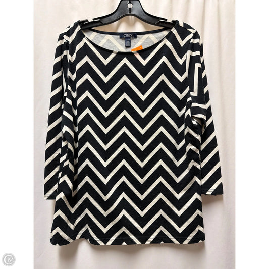 Top 3/4 Sleeve By Chaps In Black & White, Size: Xl