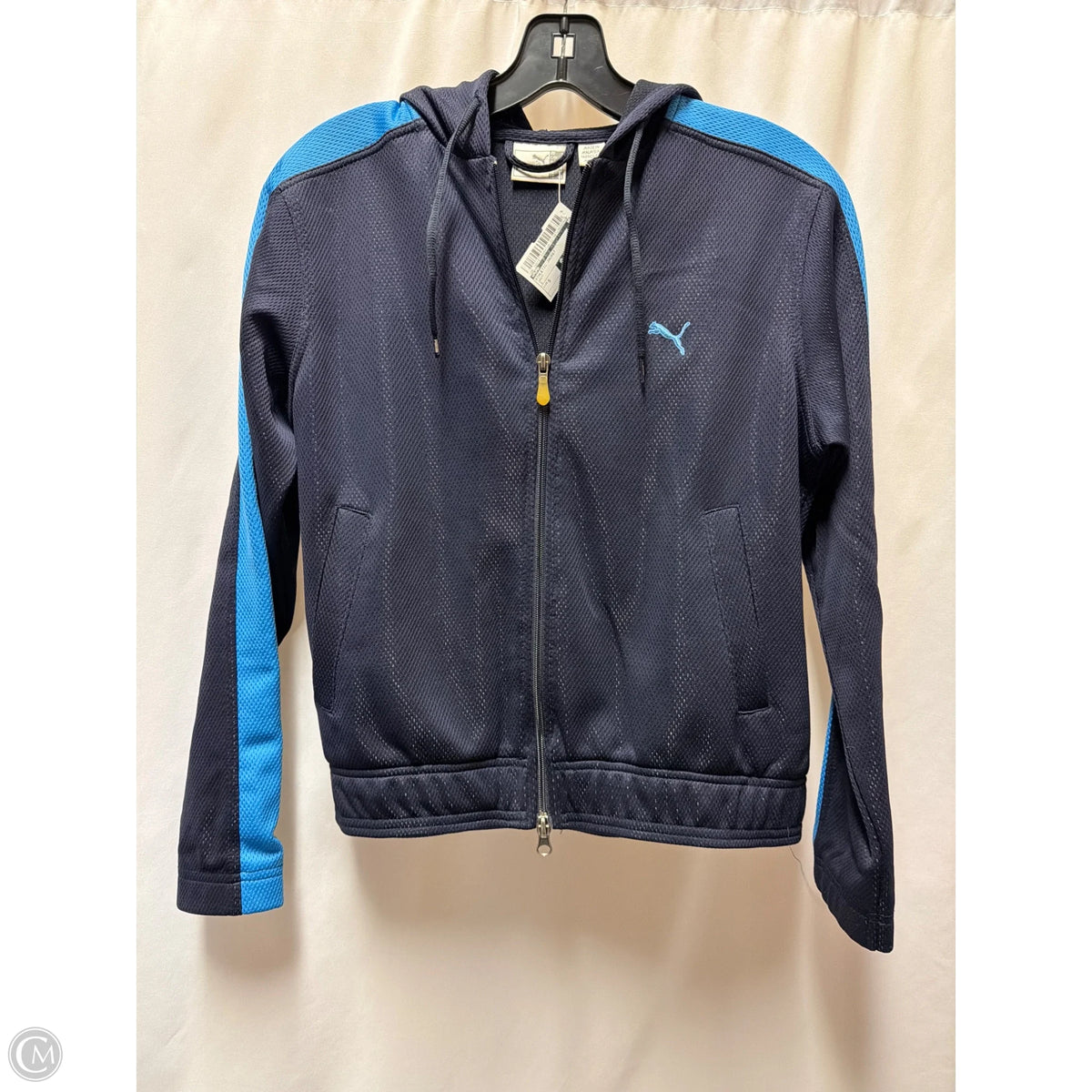 Athletic Jacket By Puma In Navy, Size: S