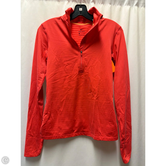 Athletic Top Long Sleeve Collar By Nike In Coral, Size: S
