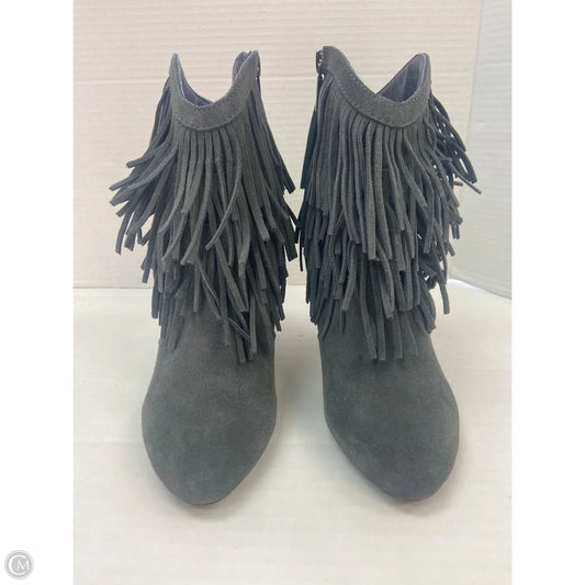 Boots Ankle Heels By Clothes Mentor In Grey, Size: 7.5
