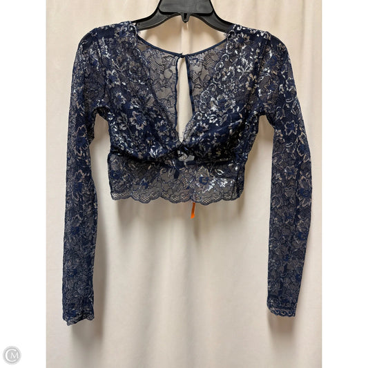 Top Long Sleeve By Victorias Secret In Navy, Size: M