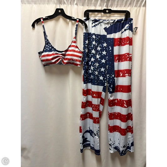 Pants Set 2pc By Clothes Mentor In Blue Red & White, Size: M