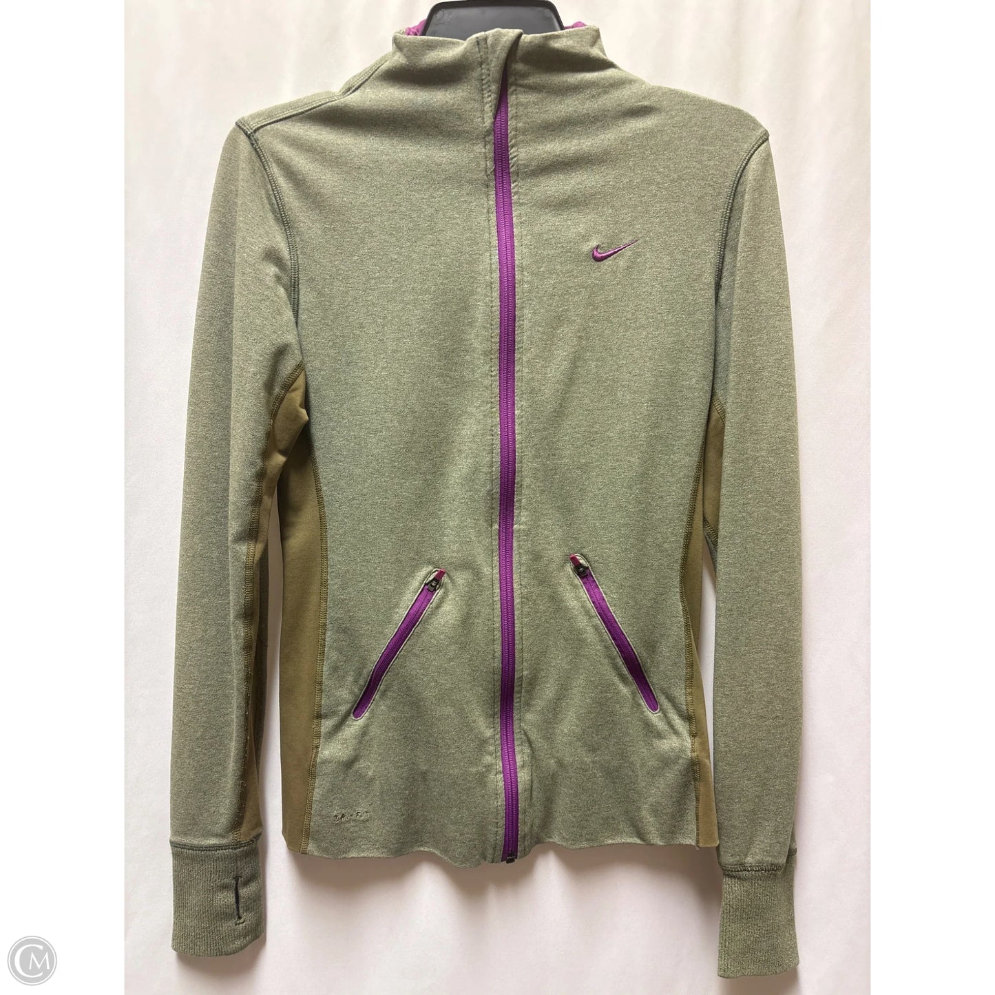 Athletic Jacket By Nike In Grey, Size: S