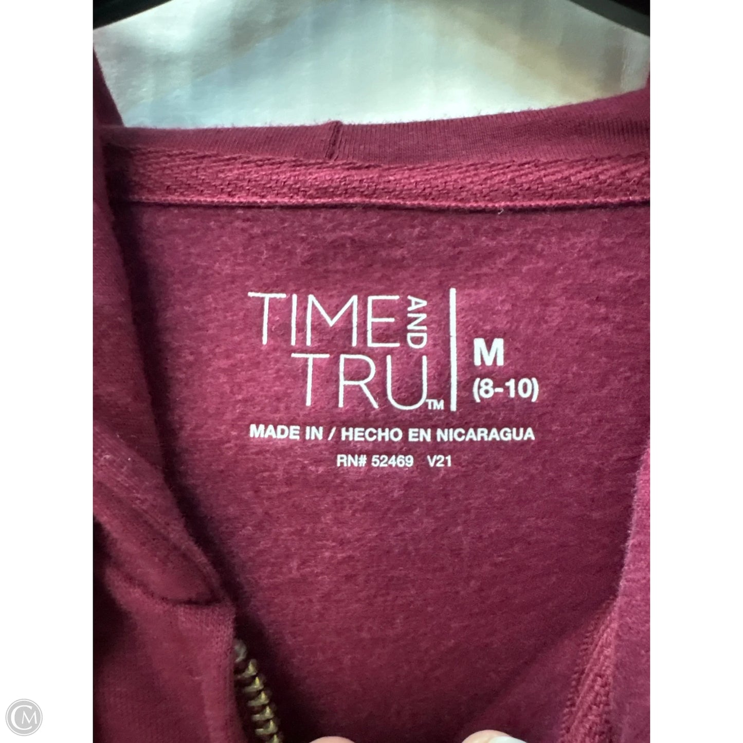 Sweatshirt Hoodie By Time And Tru In Maroon, Size: M