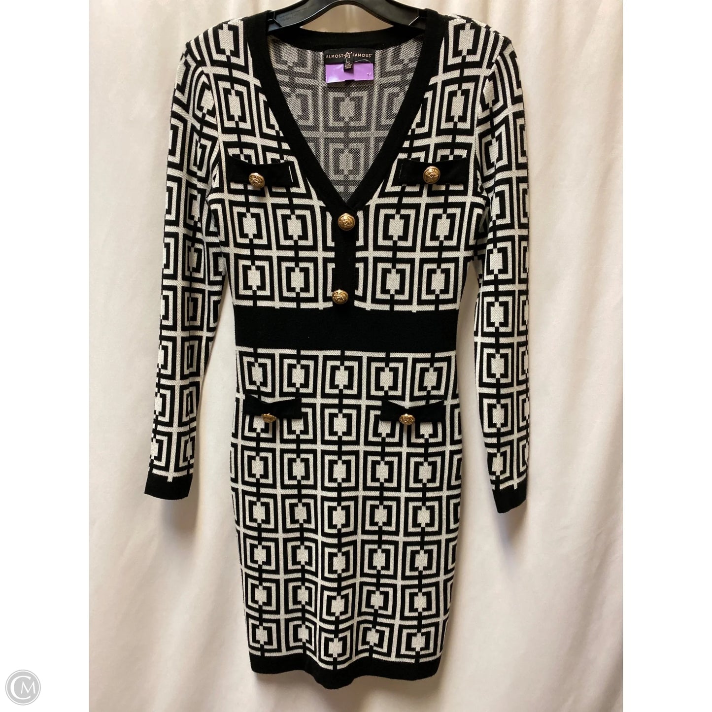 Dress Sweater By Almost Famous In Black & White, Size: S