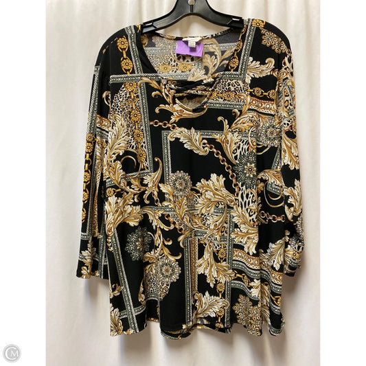 Top Long Sleeve By Clothes Mentor In Black & Gold, Size: Xl