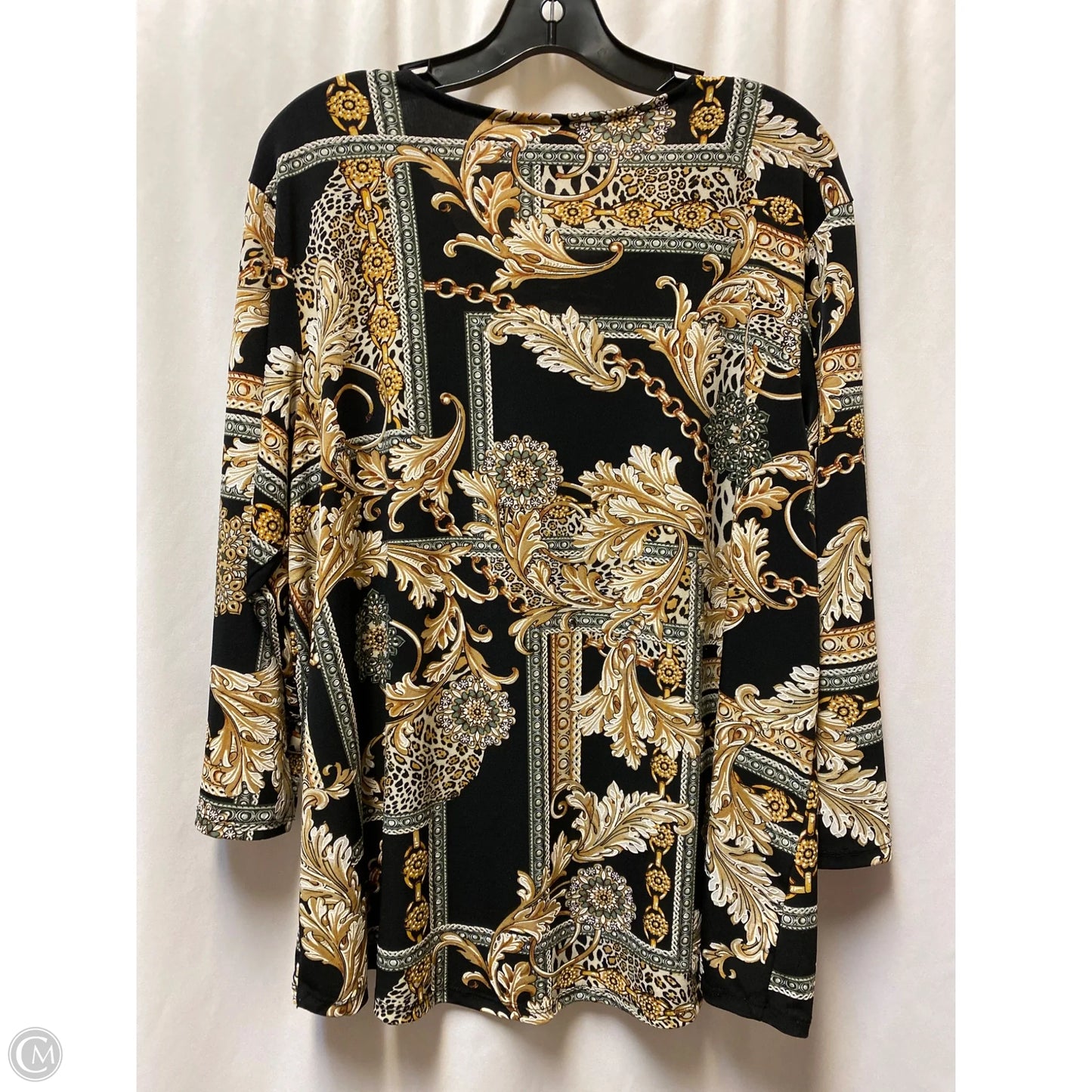 Top Long Sleeve By Clothes Mentor In Black & Gold, Size: Xl