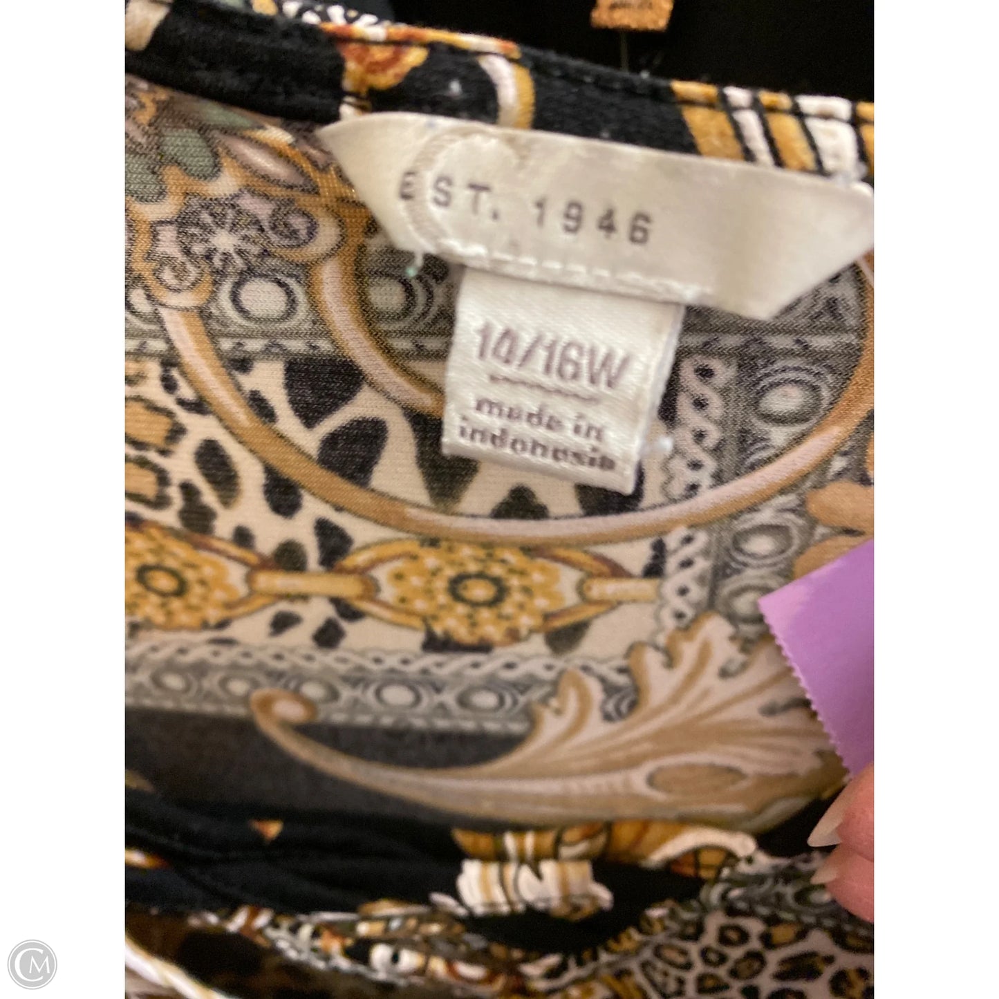 Top Long Sleeve By Clothes Mentor In Black & Gold, Size: Xl