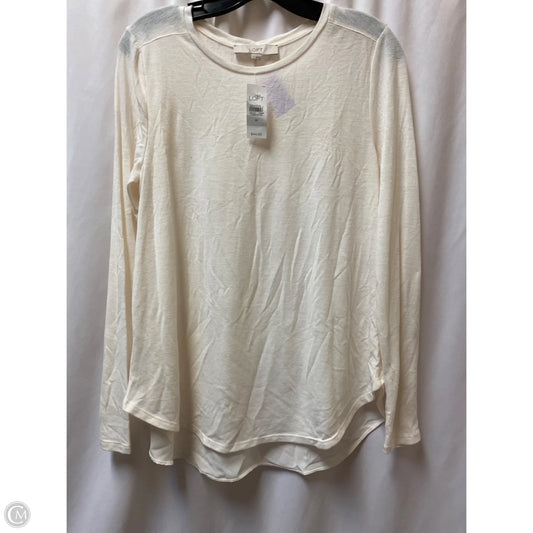 Top Long Sleeve By Loft In White, Size: M