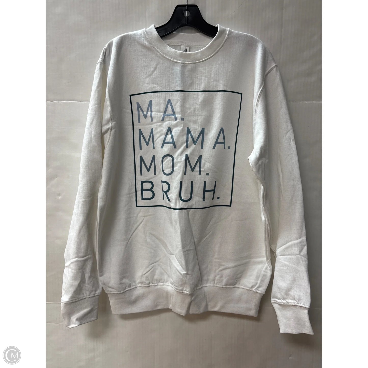 Sweatshirt Crewneck By Clothes Mentor In White, Size: L