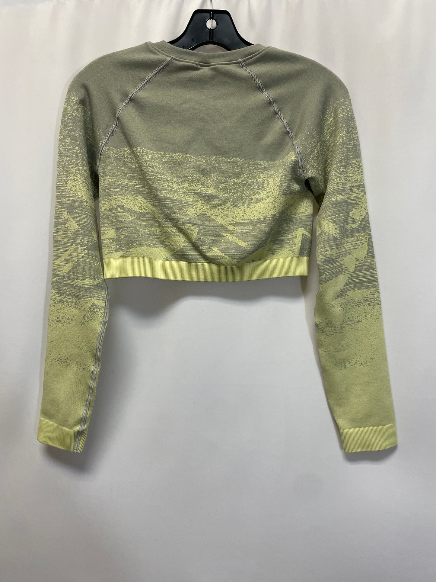 Yellow Athletic Top Long Sleeve Crewneck Gym Shark, Size L