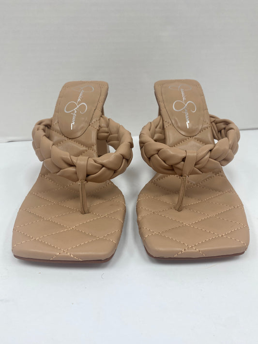 Tan Sandals Heels Block Jessica Simpson, Size 9