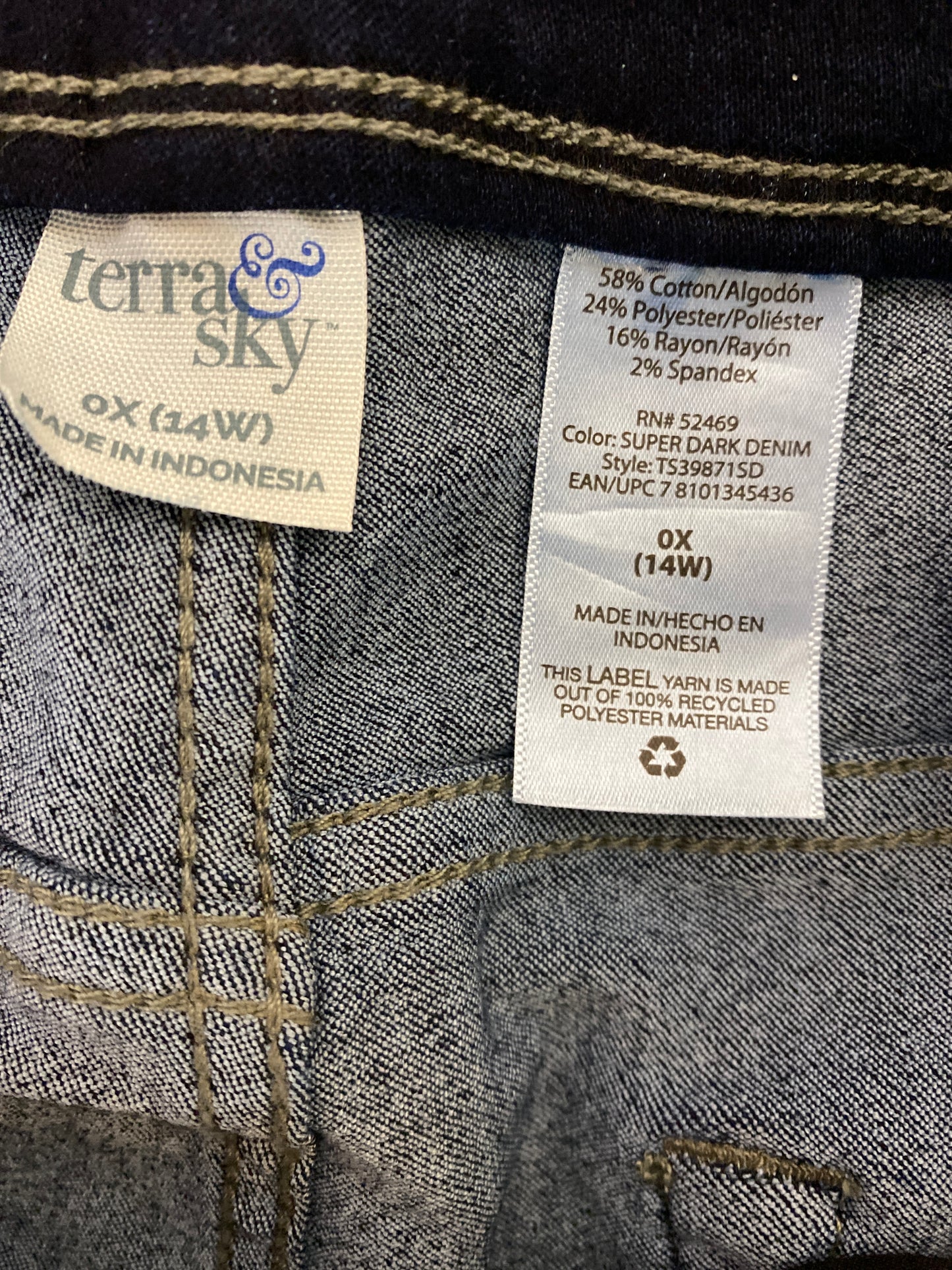 Jeans Straight By Terra & Sky In Blue Denim, Size: 14