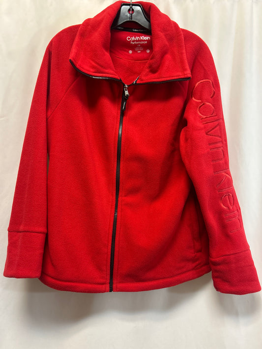 Athletic Jacket By Calvin Klein Performance In Red, Size: L