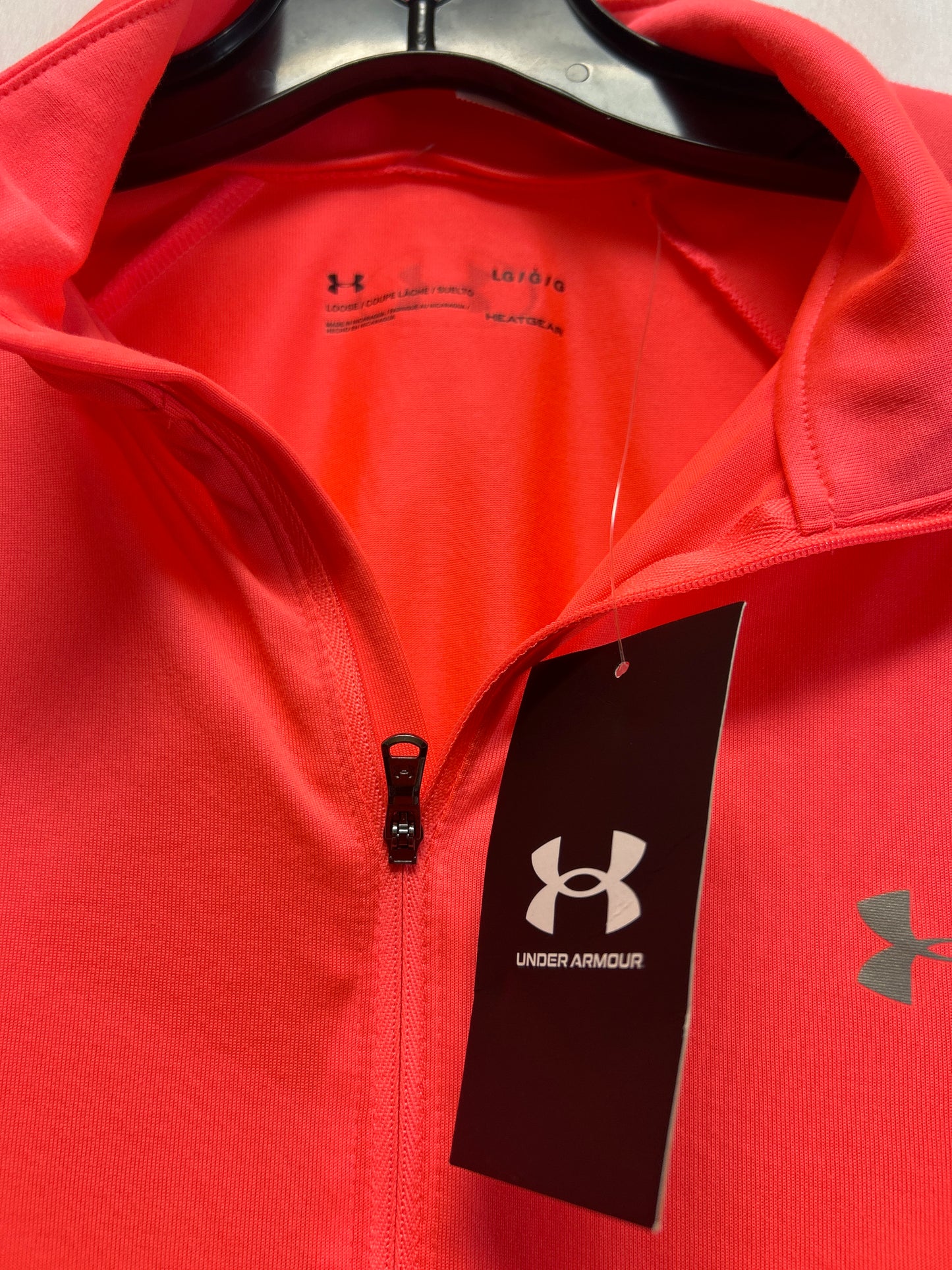 Athletic Top Long Sleeve Collar By Under Armour In Pink, Size: L