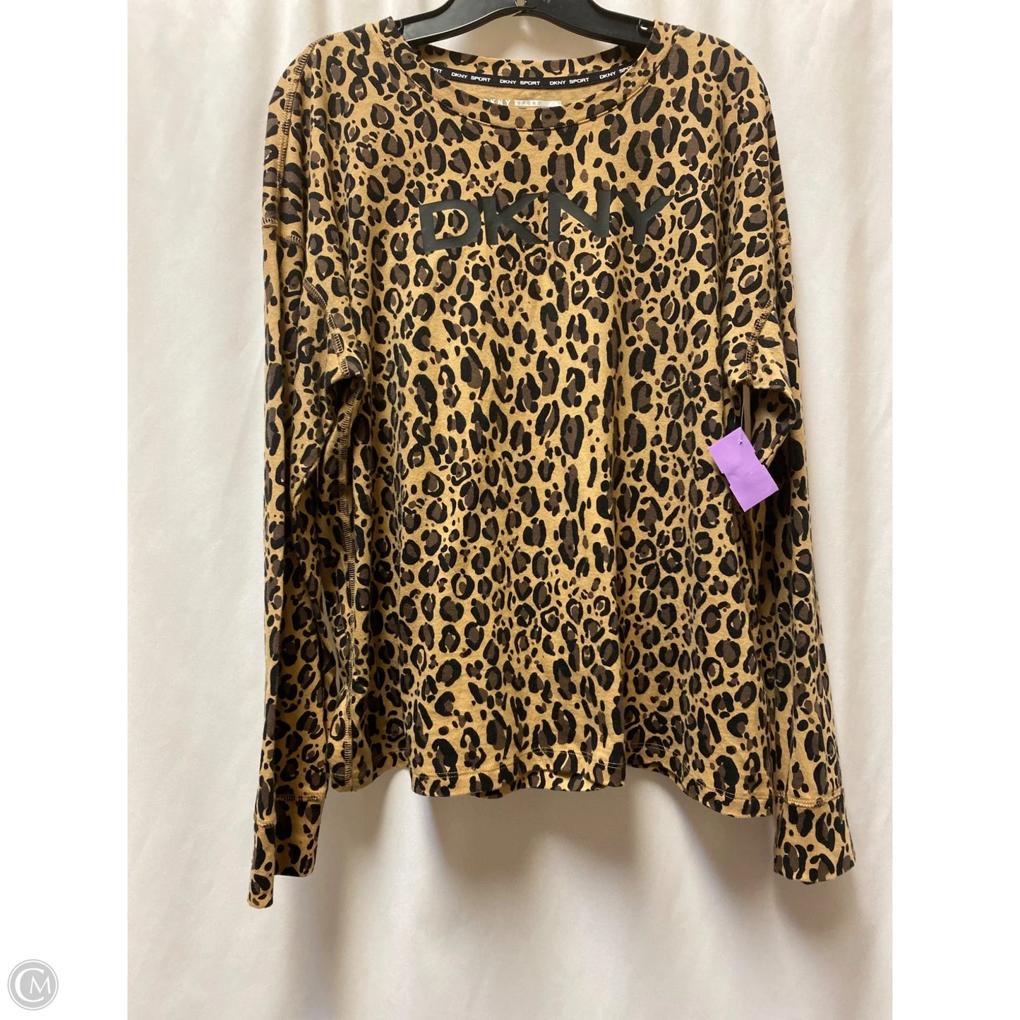 Top Long Sleeve By Dkny In Animal Print, Size: L