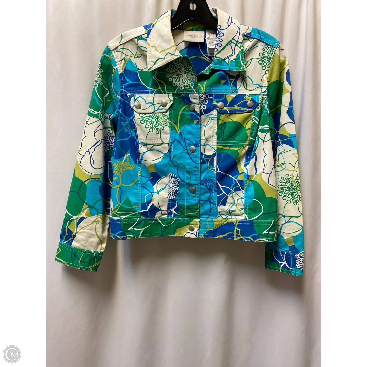 Jacket Denim By Liz Claiborne In Green, Size: S